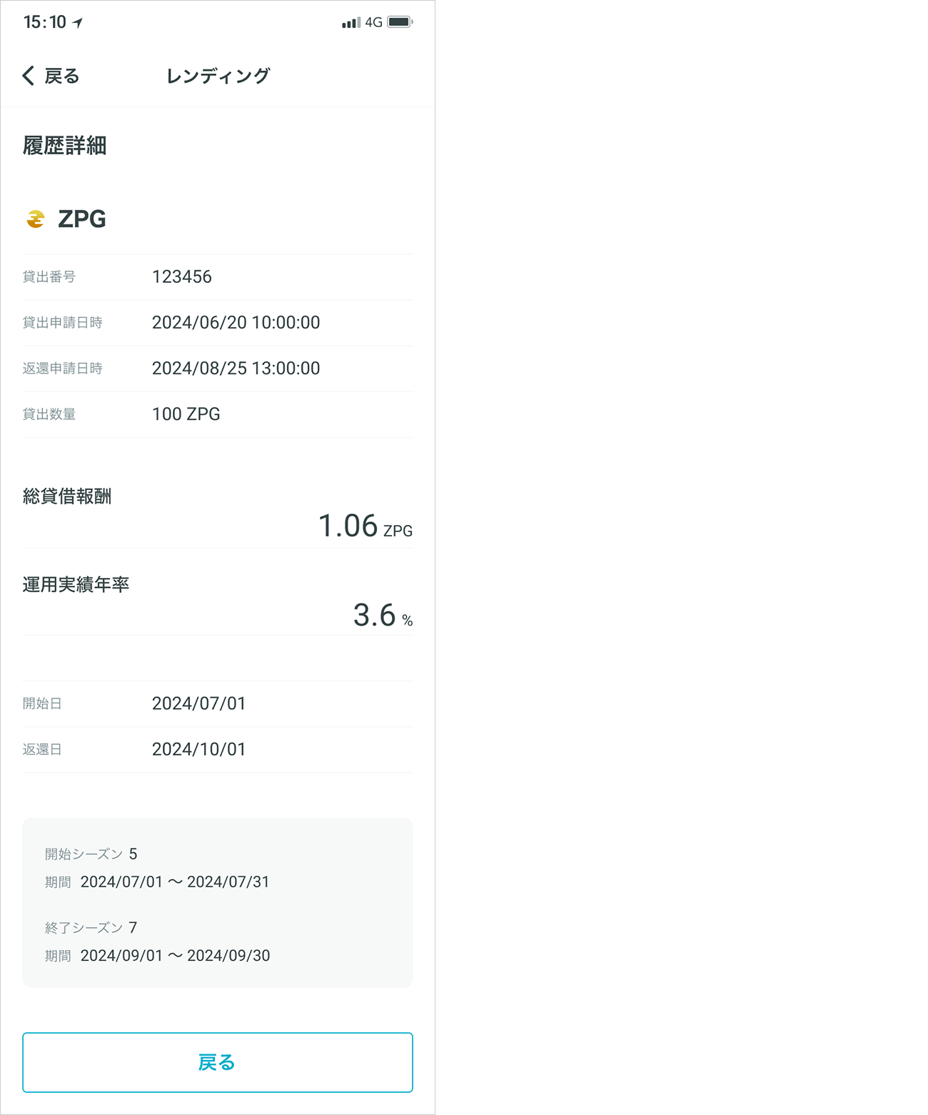 申し込み履歴の詳細が表示されます。