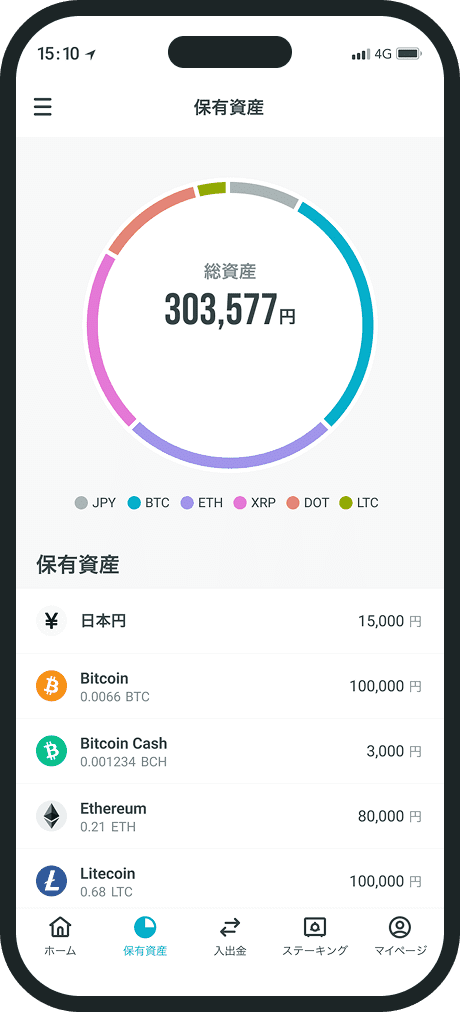 CoinTradeアプリの保有資産画面